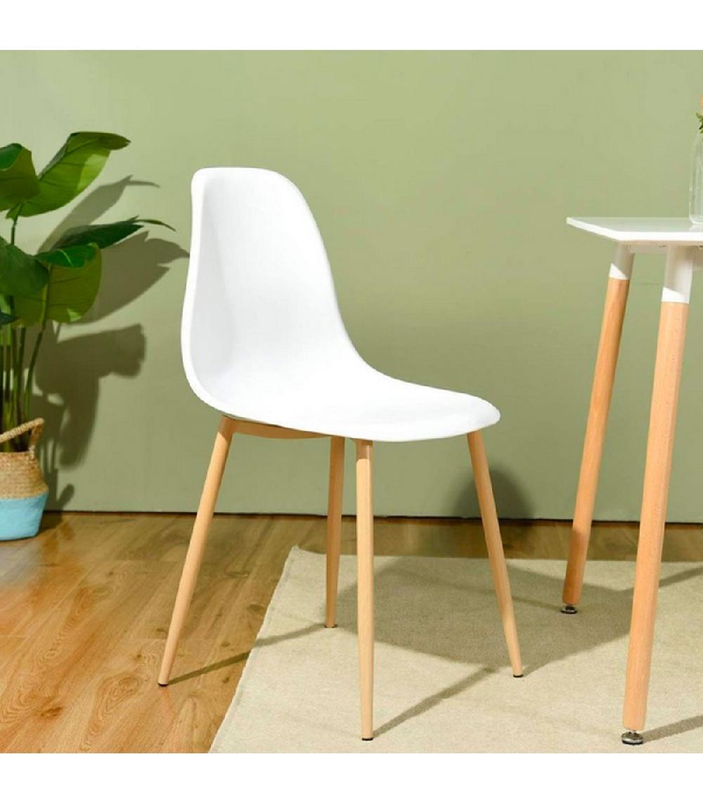 Wadiga Chaise Bois Et Plastique Blanc 45x48x85cm