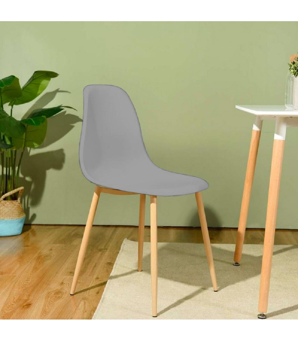 Wadiga Chaise Bois Et Plastique Gris 45x48x85cm