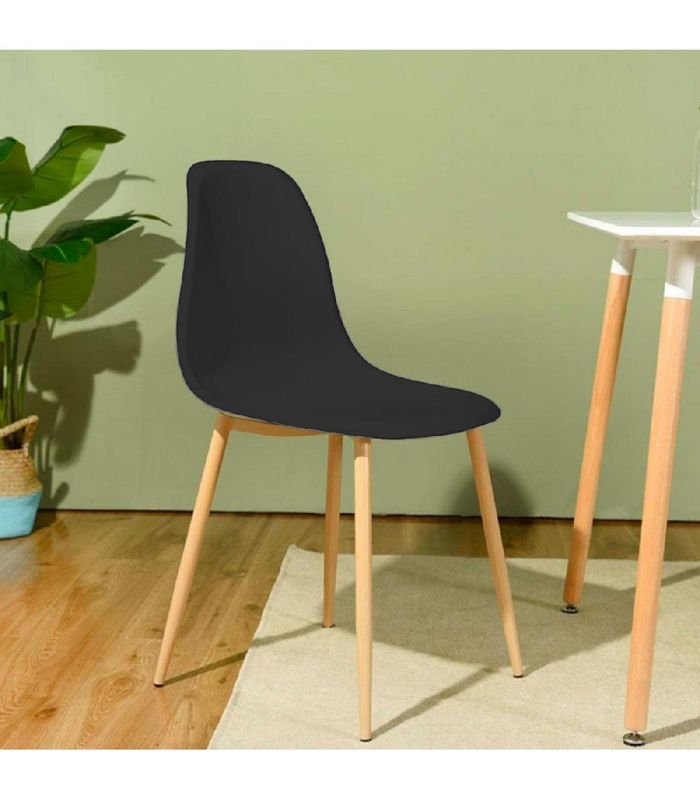 Wadiga Chaise Bois Et Plastique Noir 45x48x85cm