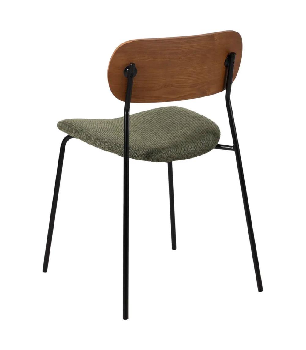 Wadiga Chaise En Métal Bois Et Tissu Vert