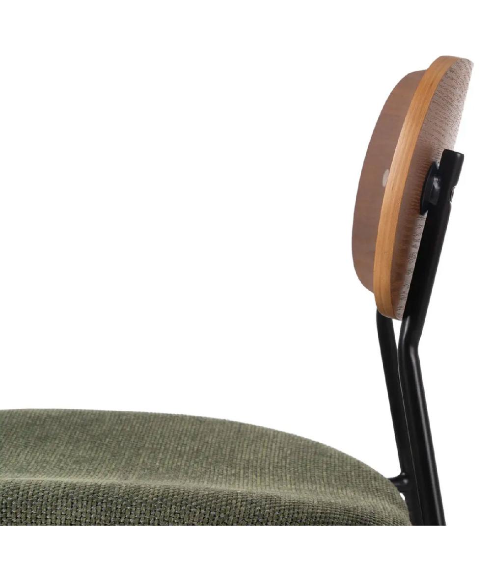 Wadiga Chaise En Métal Bois Et Tissu Vert