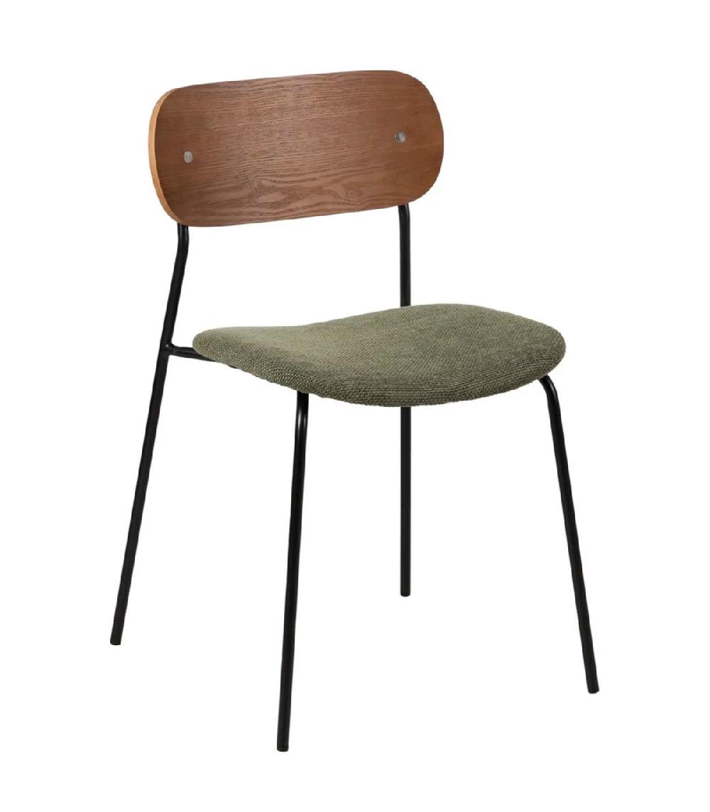 wadiga Chaise en métal bois et tissu vert