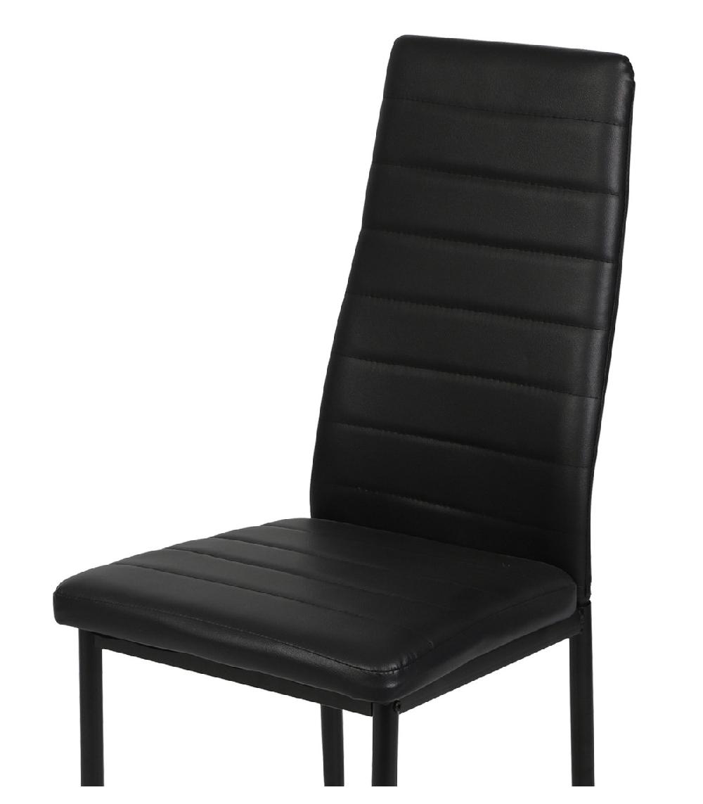 Wadiga Chaise En Similicuir Noir - 42.5x40x98cm
