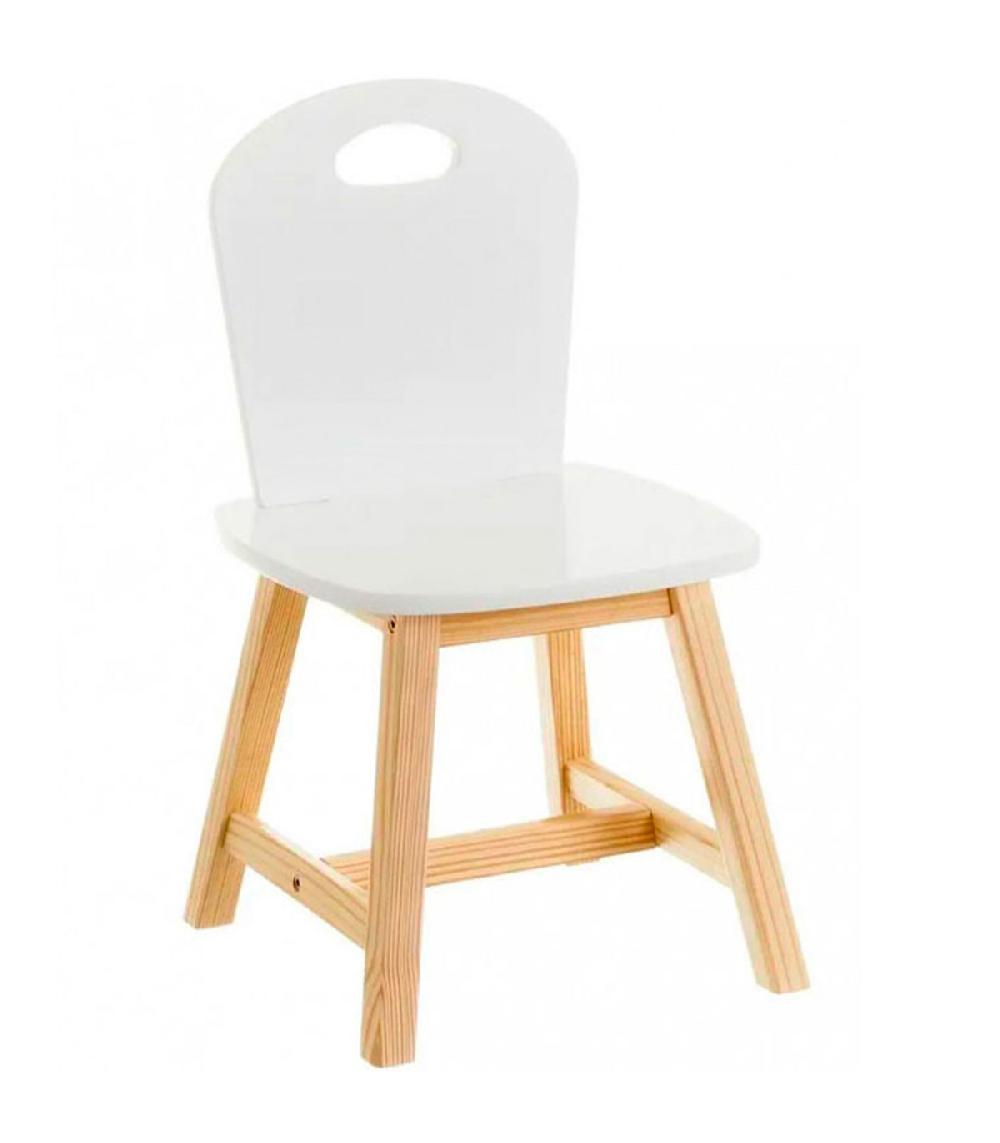 wadiga Chaise enfant blanc et bois - 28x28x50cm