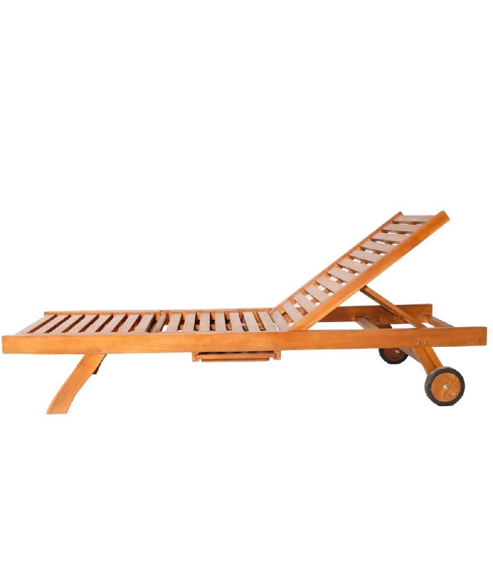 Wadiga Chaise Longue Inclinable Teck 200x65x35cm