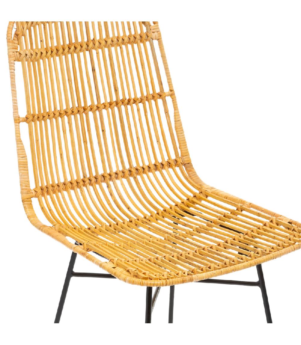 Wadiga Chaise Rotin Et Métal Noir 44x56x88cm