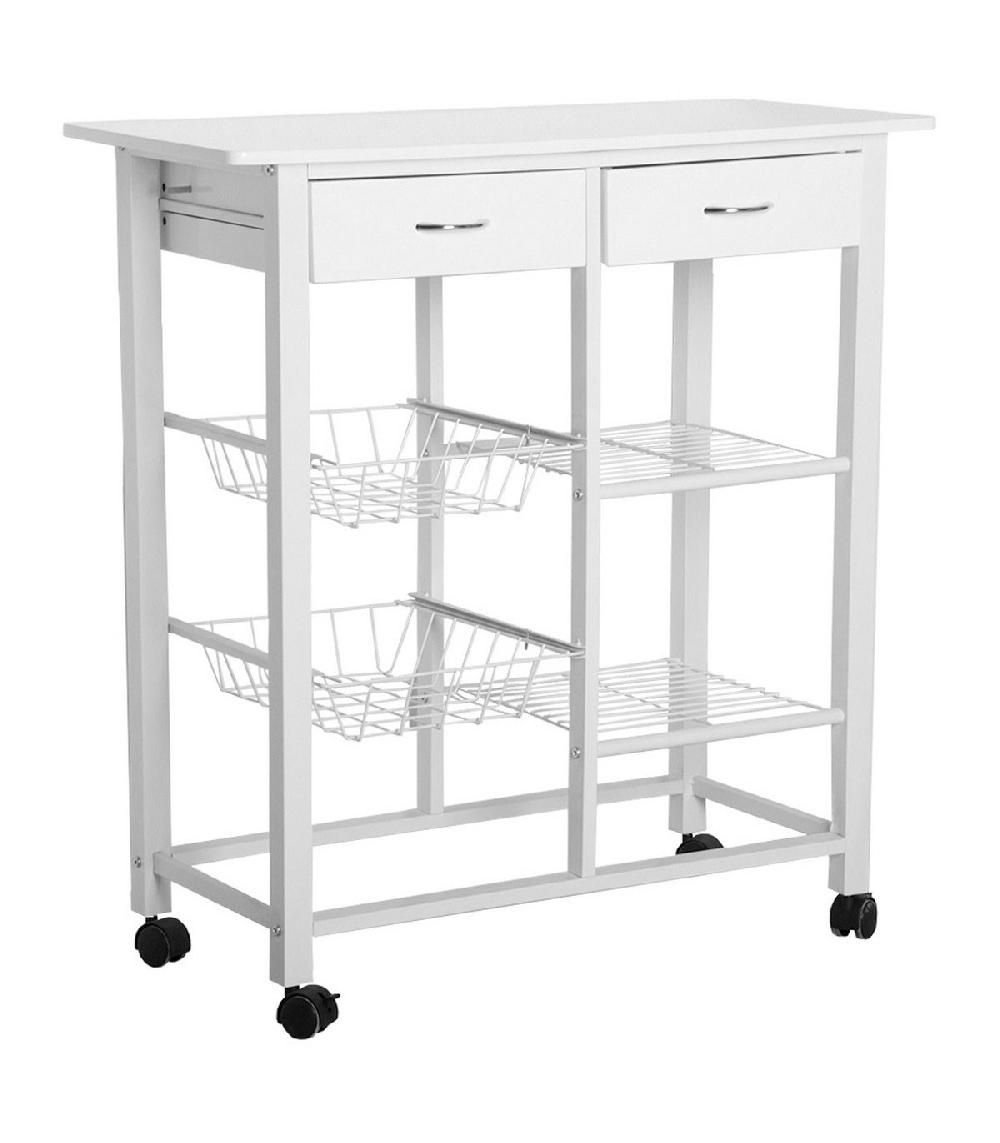 wadiga Chariot de Cuisine en Métal Blanc