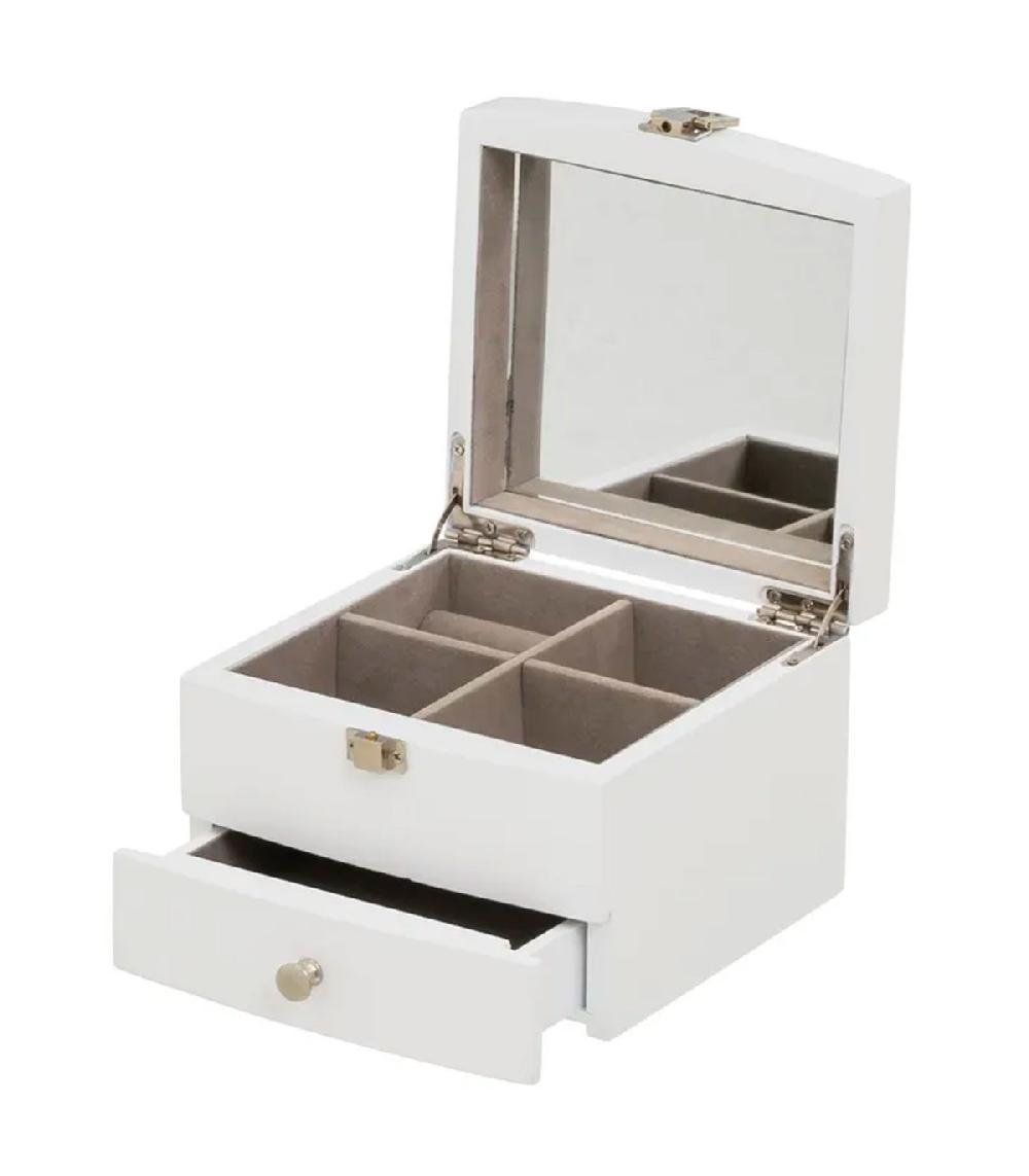 wadiga Coffret à bijoux en bois blanc 15x14x11cm