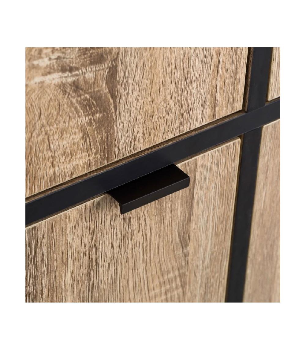 Wadiga Commode 4 Placards Bois Et Métal Noir
