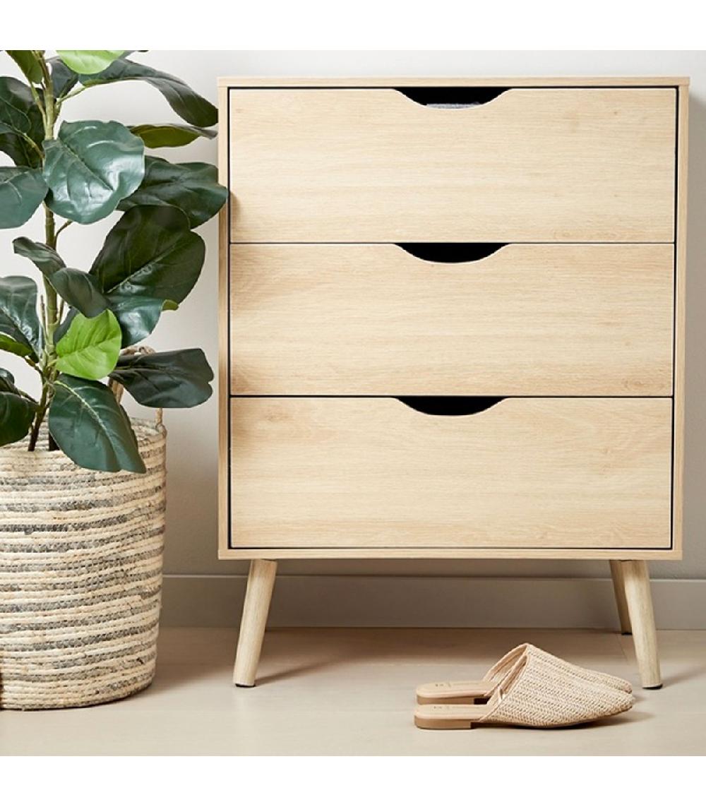 Wadiga Commode Bois 3 Tiroirs 60x40x80.5cm