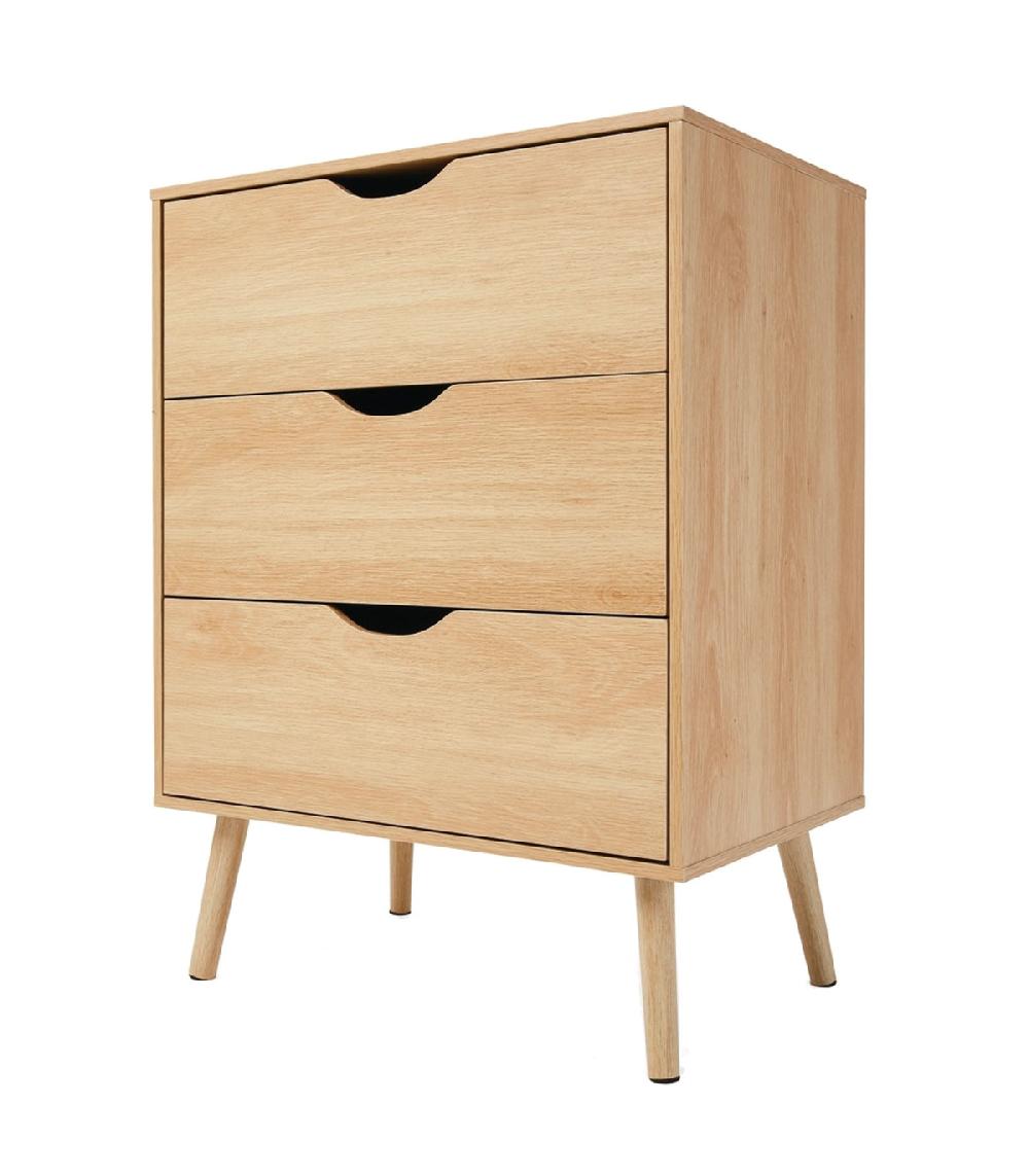 wadiga Commode bois 3 tiroirs 60x40x80.5cm