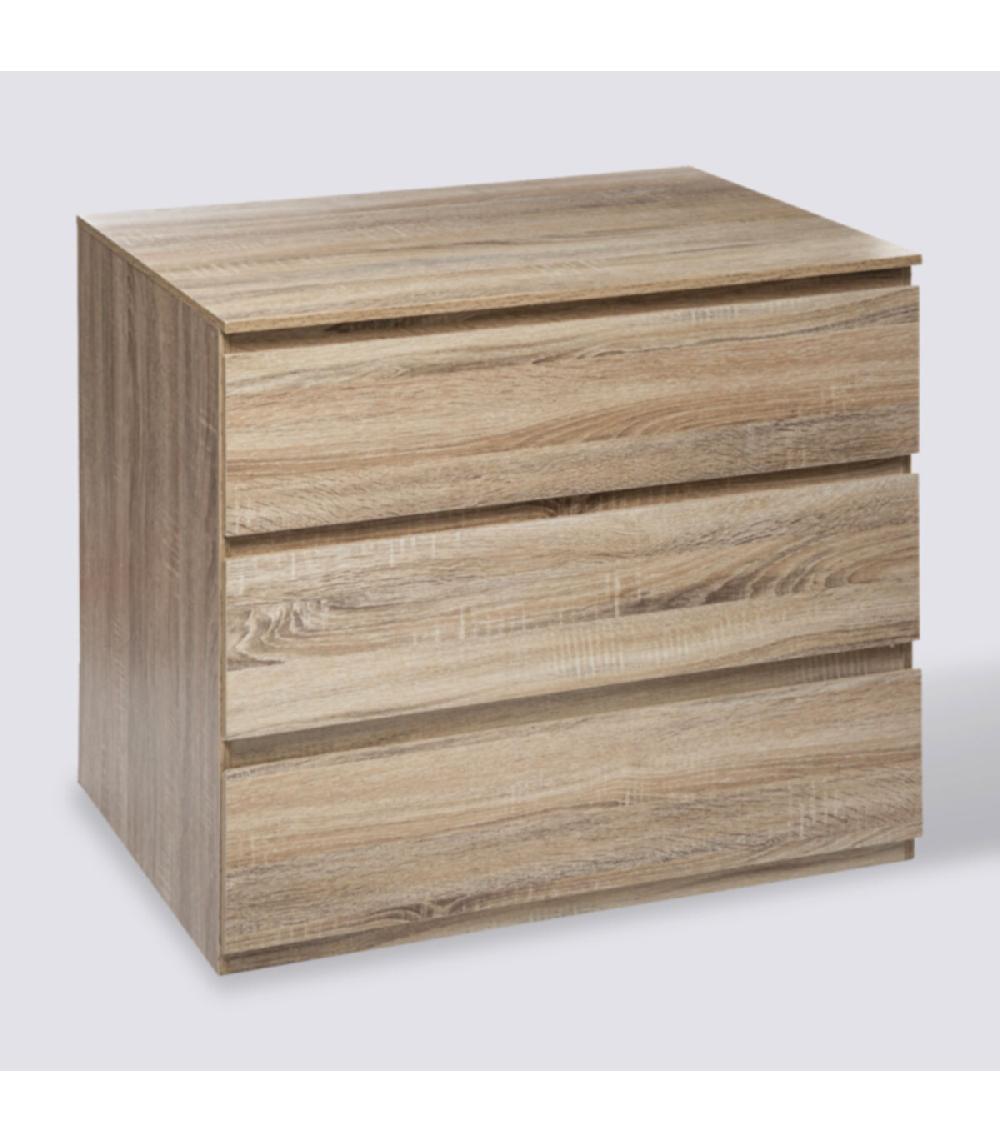 Wadiga Commode Bois 3 Tiroirs - 78x48x73cm
