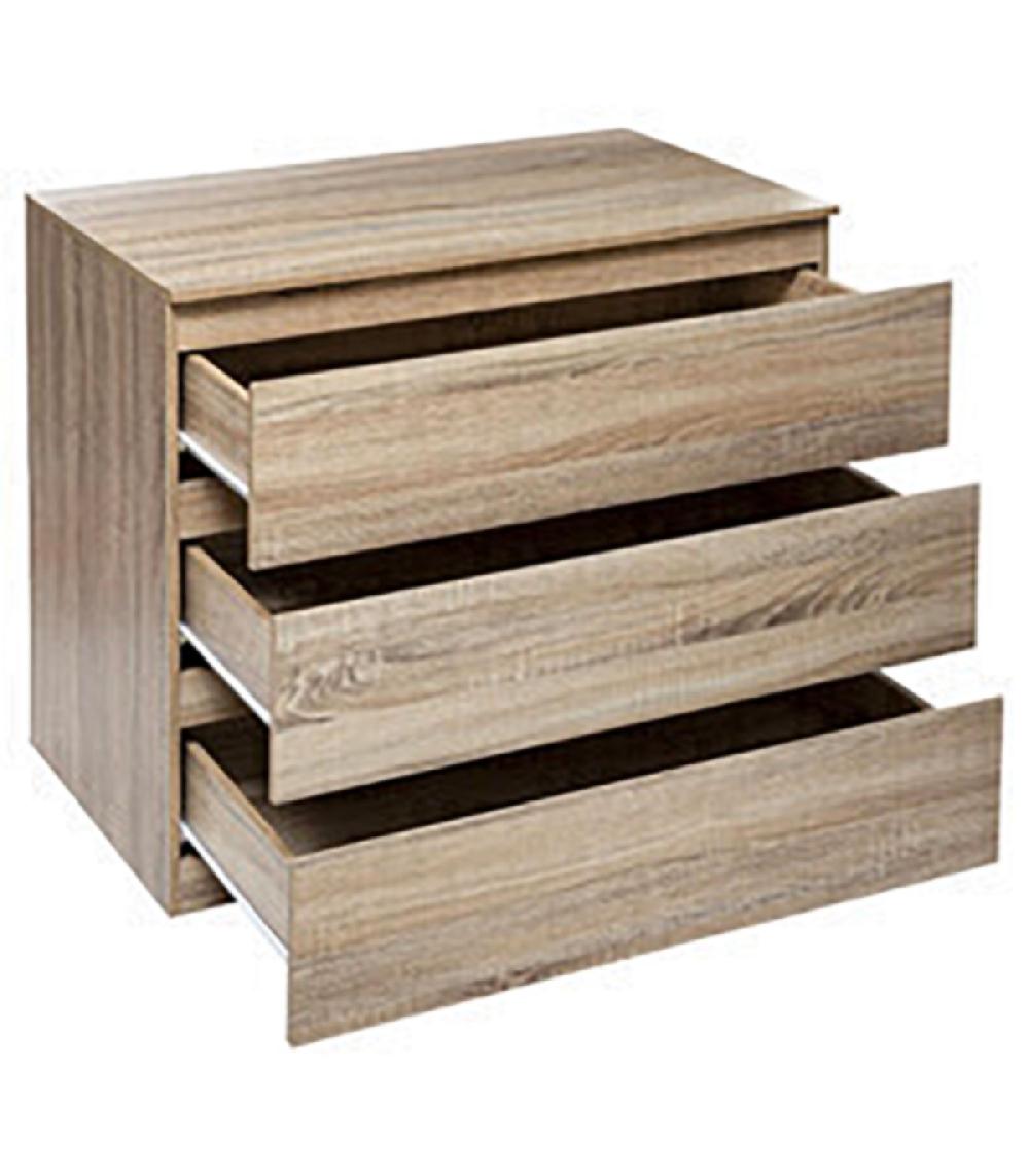 Wadiga Commode Bois 3 Tiroirs - 78x48x73cm