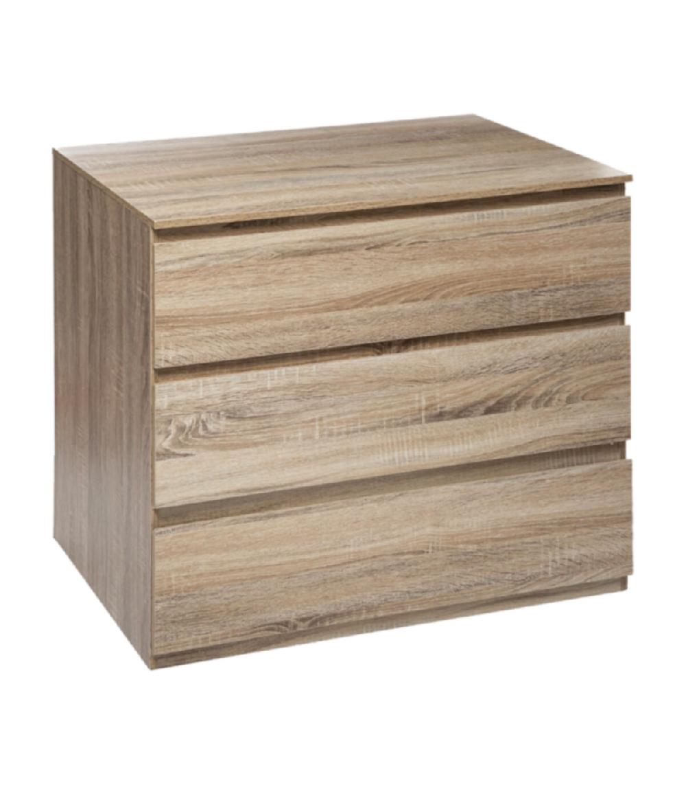 wadiga Commode bois 3 tiroirs - 78x48x73cm