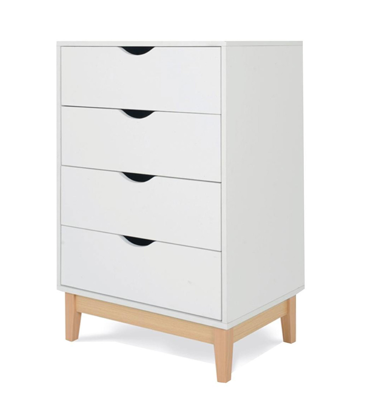 wadiga Commode bois blanc 4 tiroirs 60x40x90cm