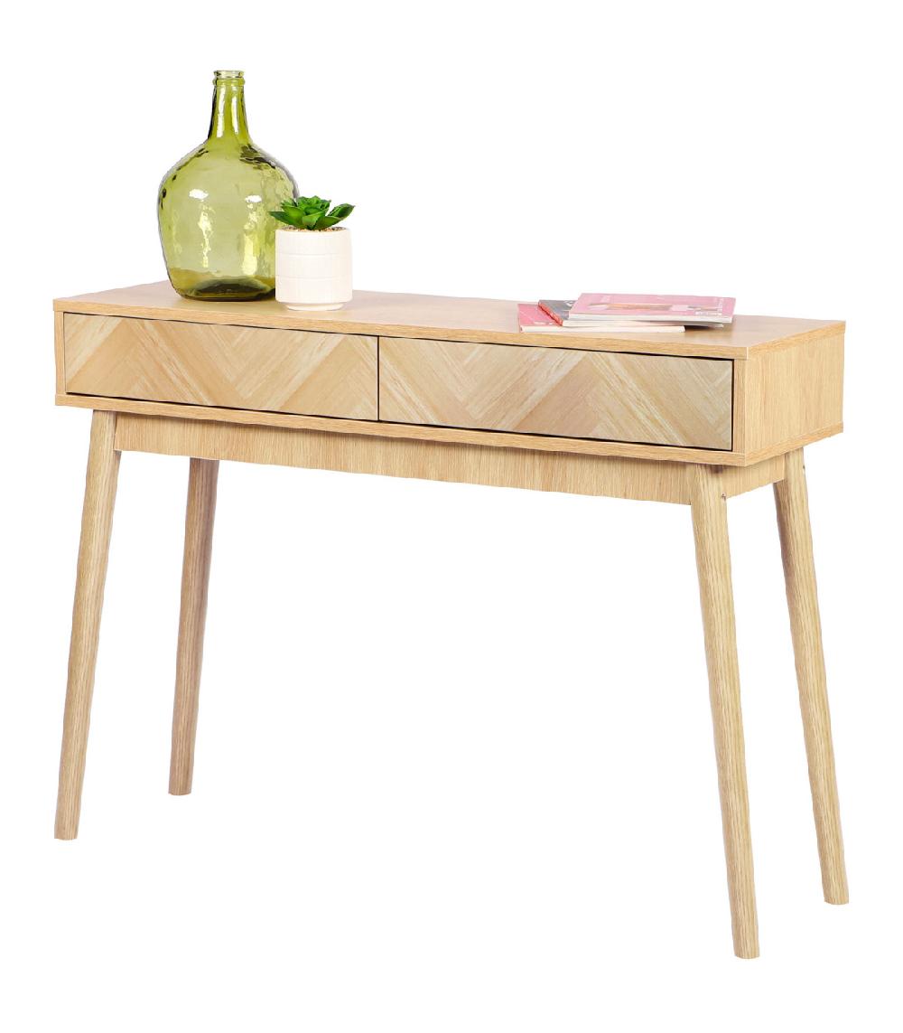 Wadiga Console Bois 2 Tiroirs 100x30x75cm