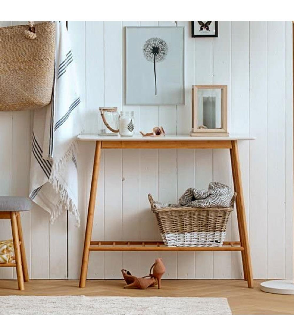 Wadiga Console D'entrée En Bambou 90x30x76cm