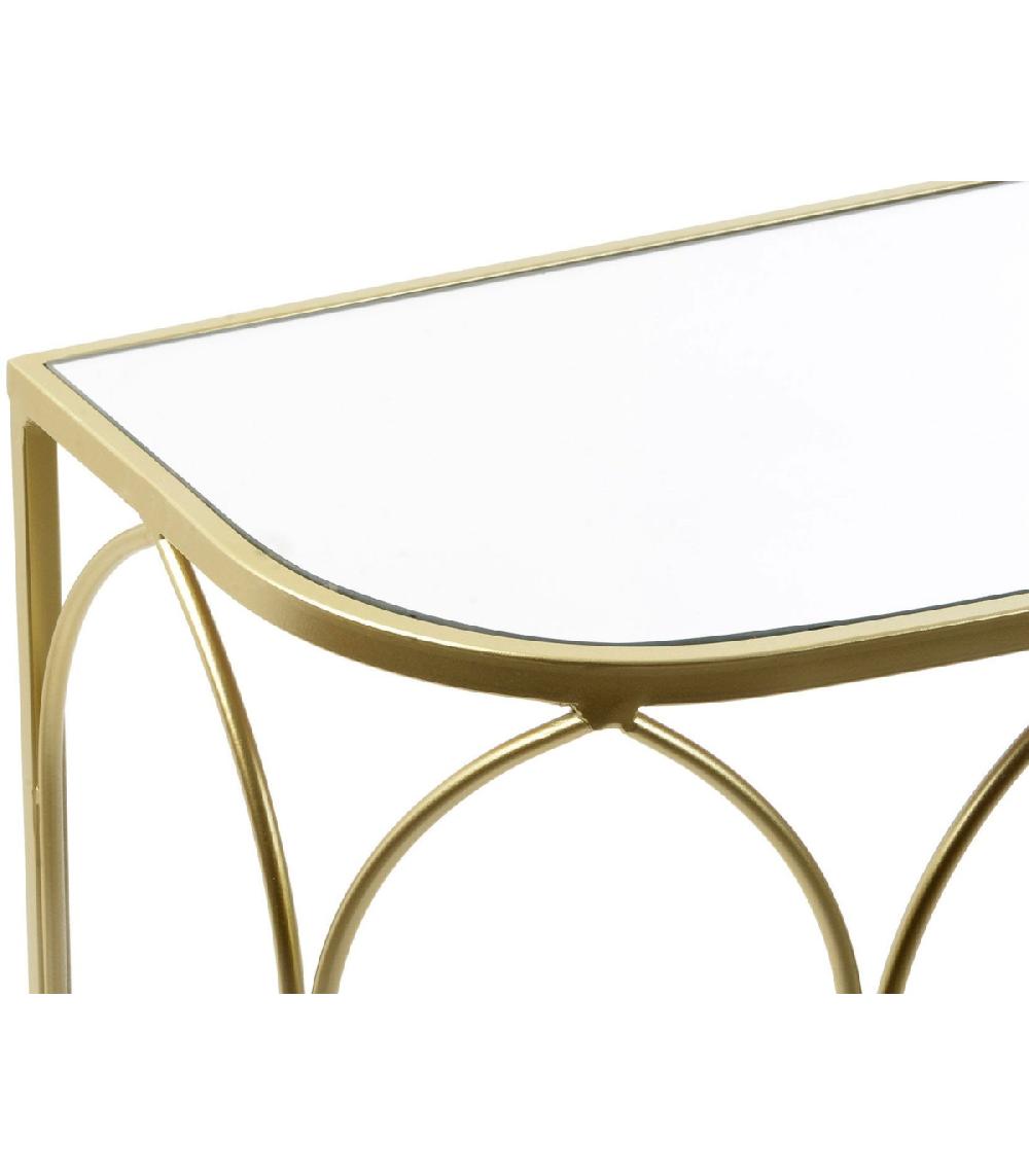 Wadiga Console En Métal Doré Et Plateau Miroir