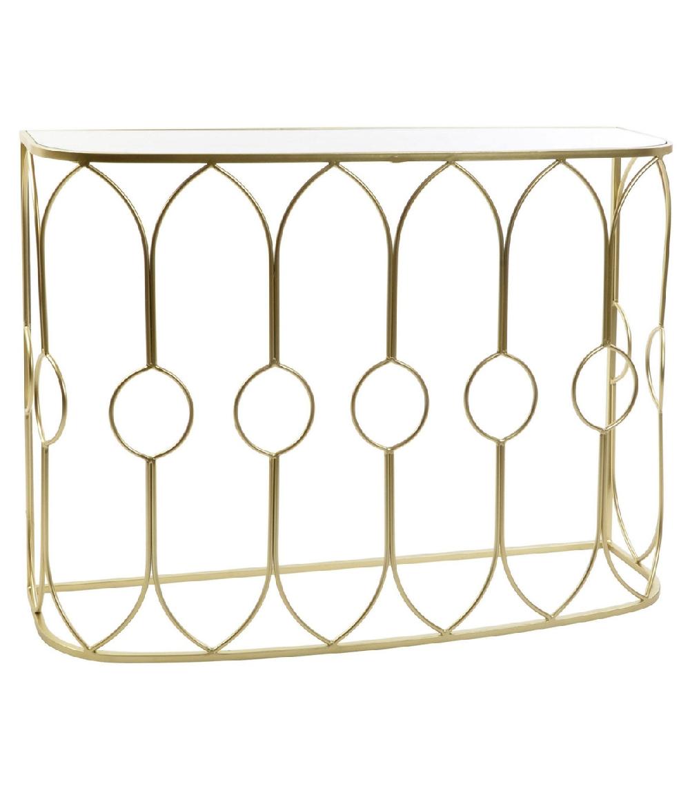 wadiga Console en Métal doré et Plateau Miroir