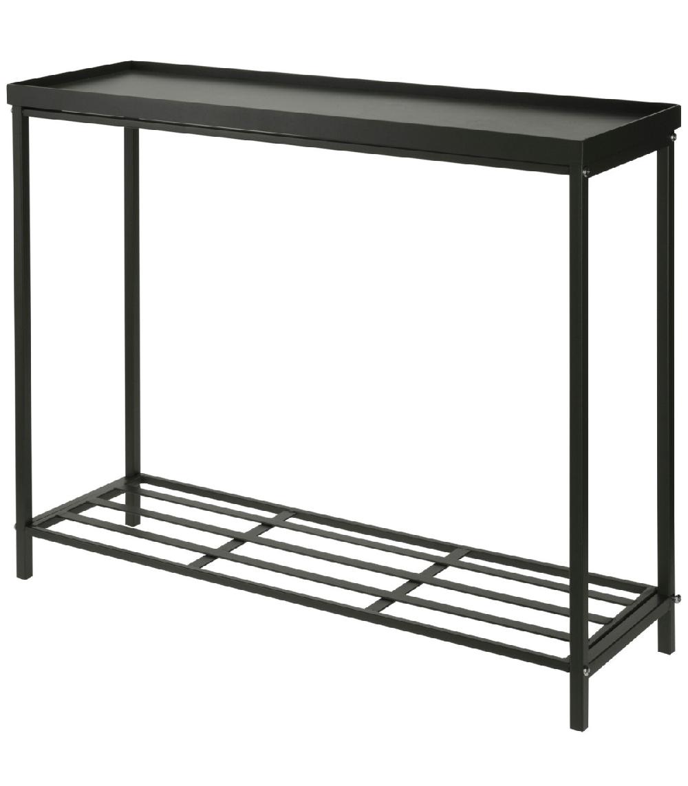 wadiga Console en métal noir 2 étagères 75x23x60cm