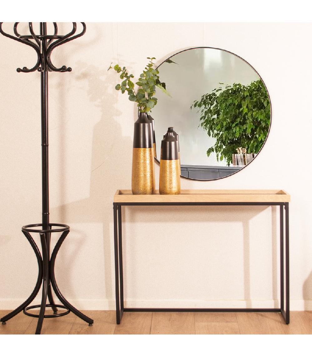 Wadiga Console En Métal Noir Et Bois 100x30x75.5cm