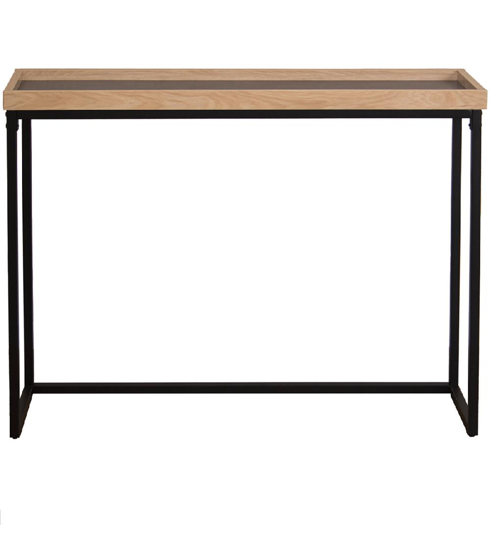 Wadiga Console En Métal Noir Et Bois 100x30x75.5cm