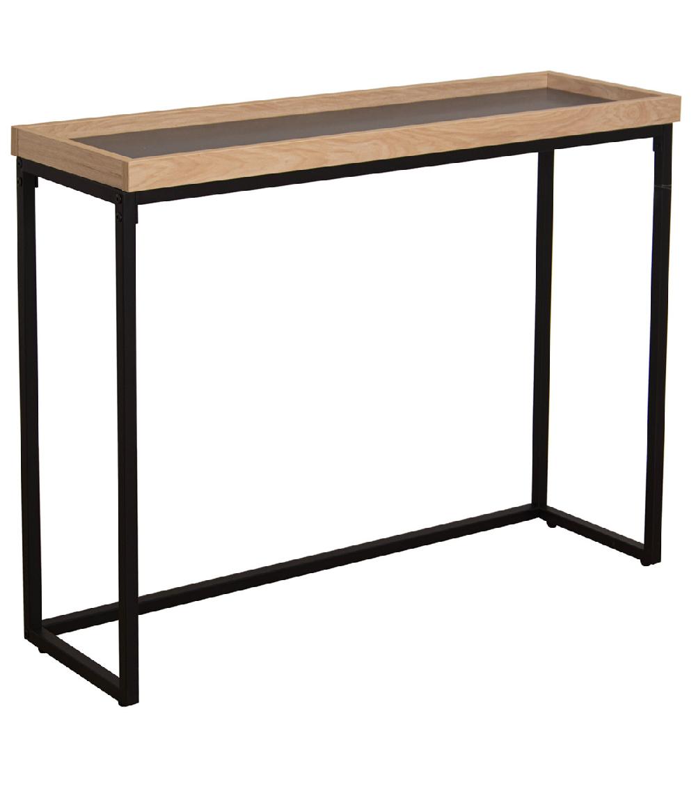 wadiga Console en métal noir et bois 100x30x75.5cm