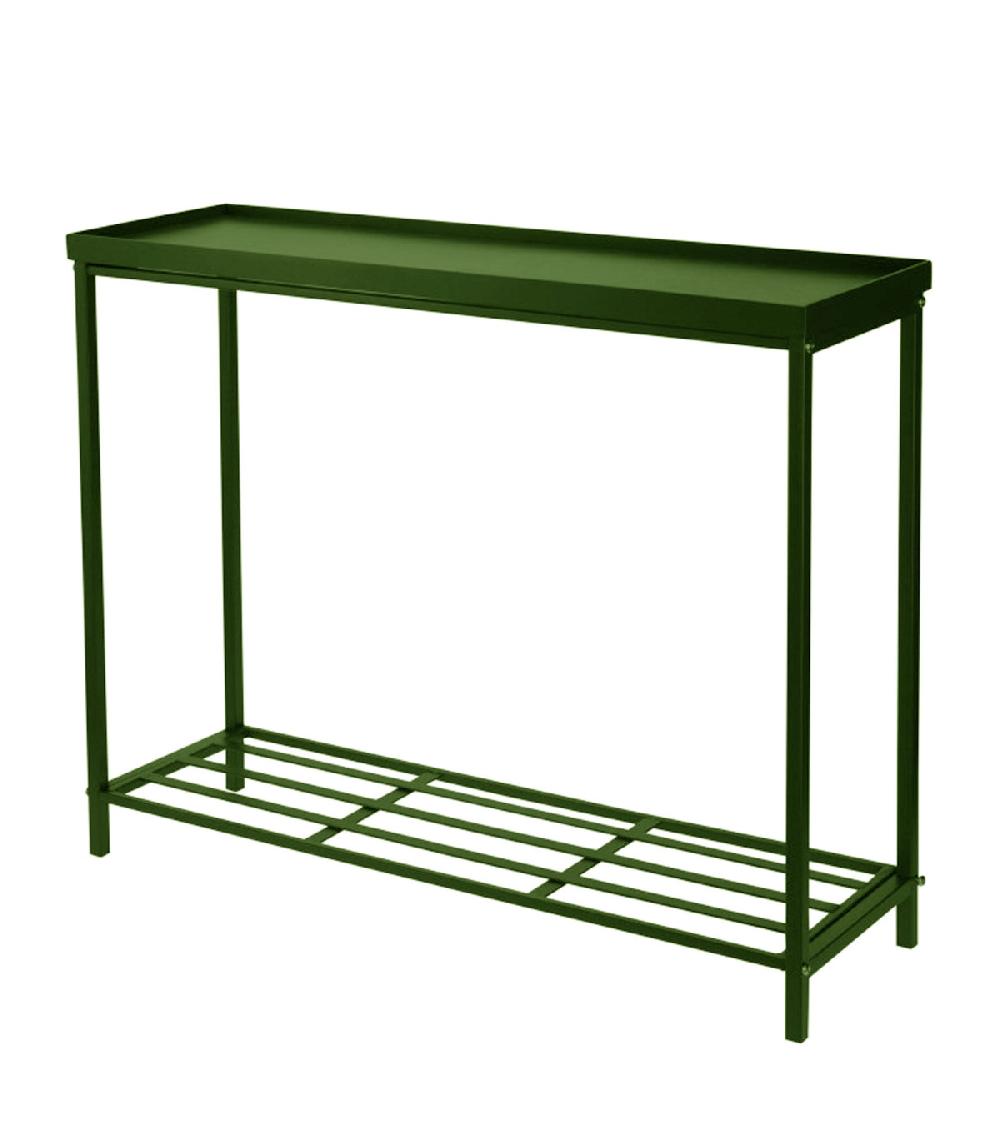 wadiga Console en métal vert 2 étagères 75x23x60cm