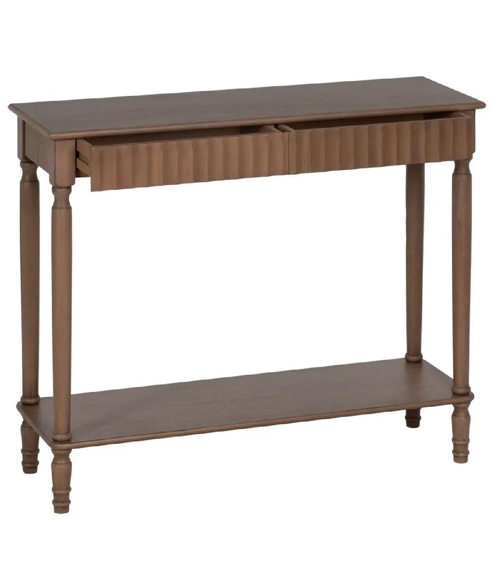 Wadiga Console Marron 2 Tiroirs En Bois 90x30x75cm