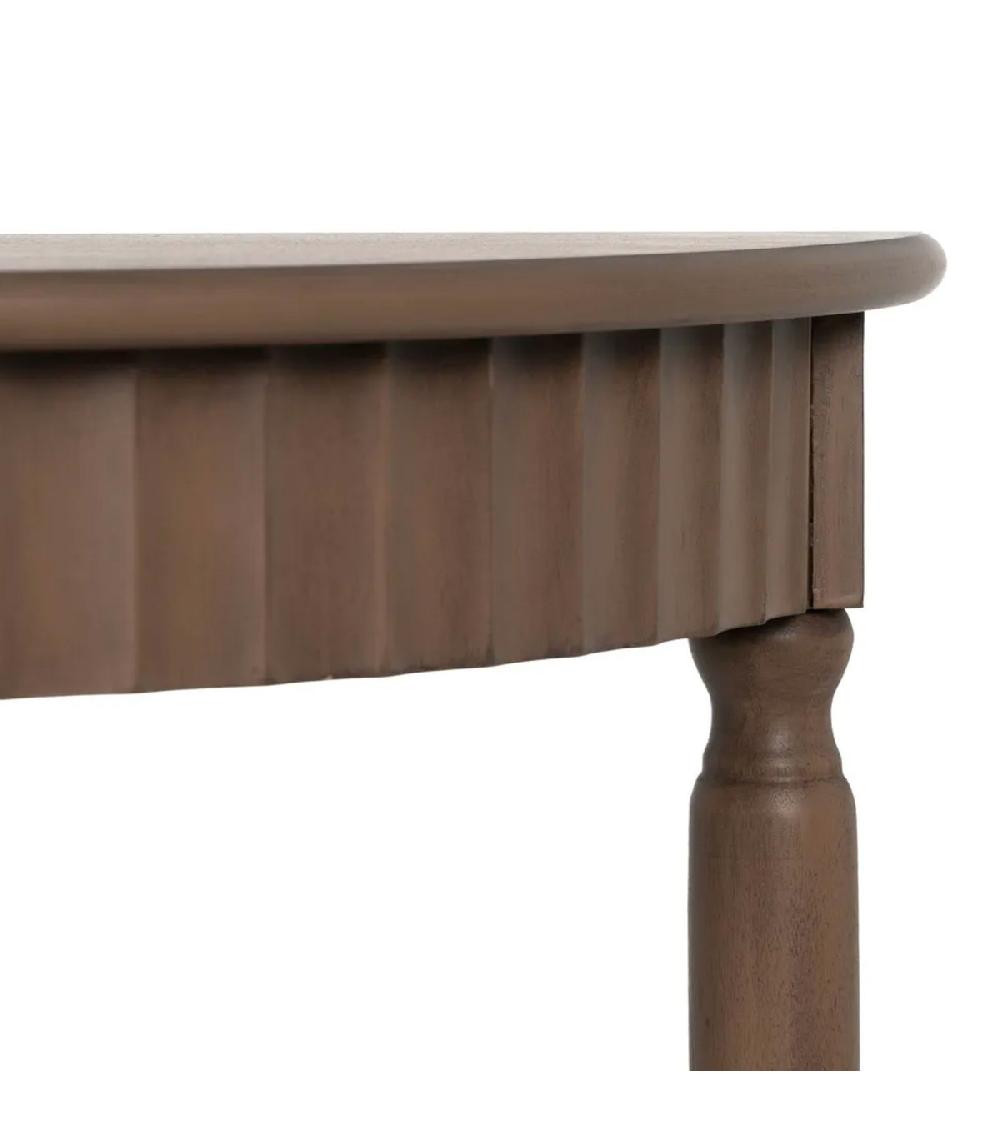 Wadiga Console Marron Demi-lune En Bois 71x30x71cm