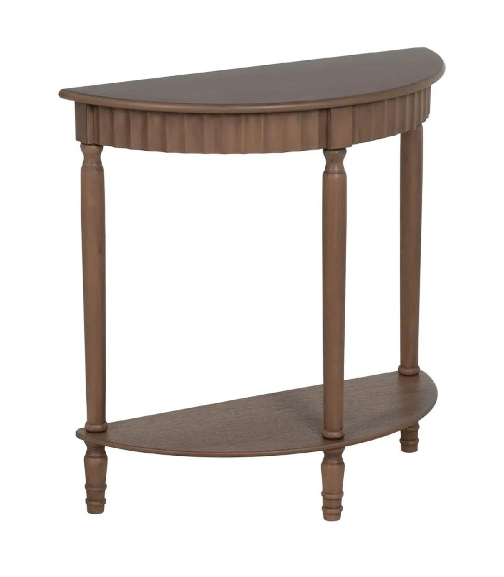 wadiga Console marron demi-lune en bois 71x30x71cm
