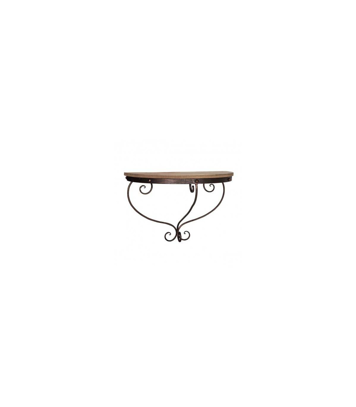 wadiga Console Murale Demi Cercle Bois et Fer