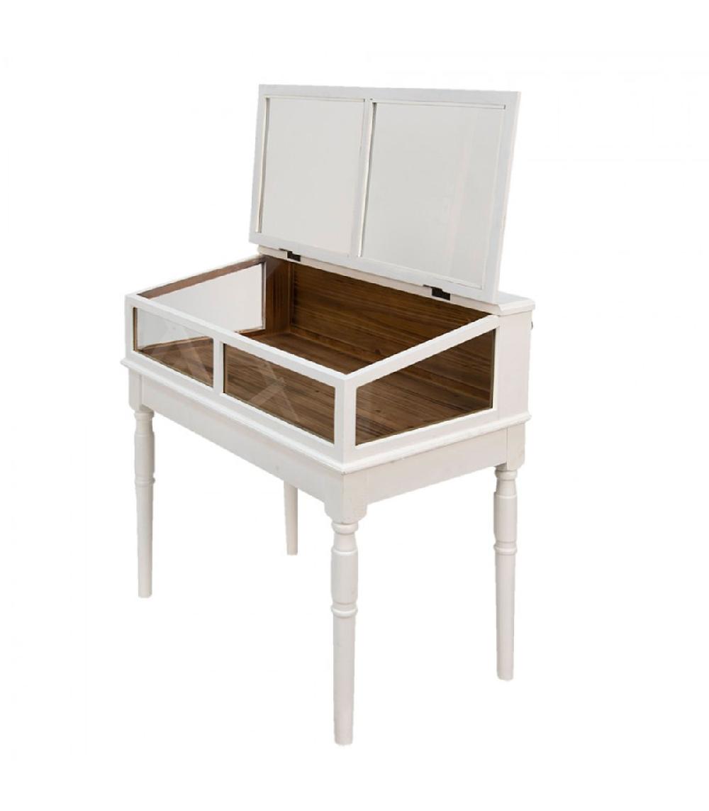 Wadiga Console Vitrine En Bois Blanc 80x46x85cm