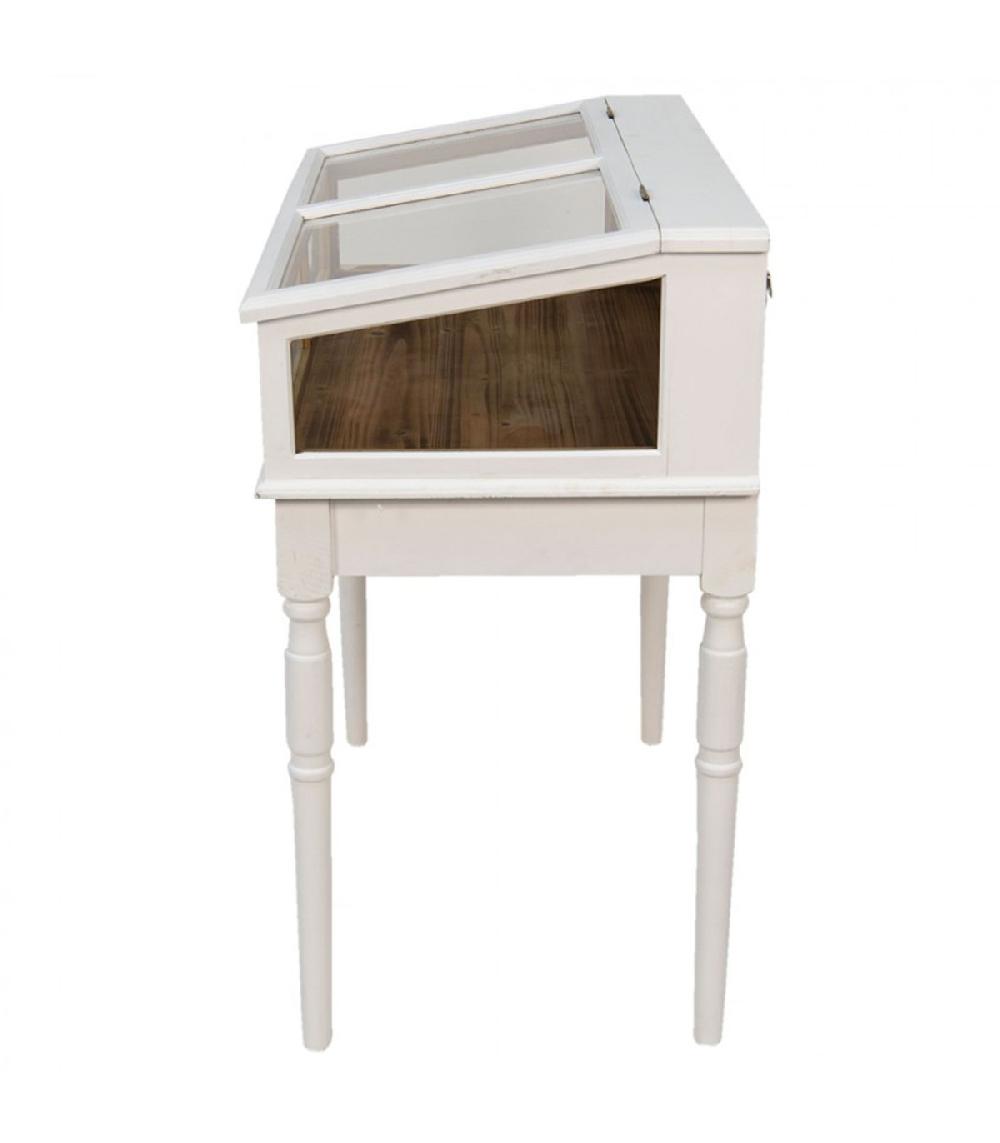Wadiga Console Vitrine En Bois Blanc 80x46x85cm