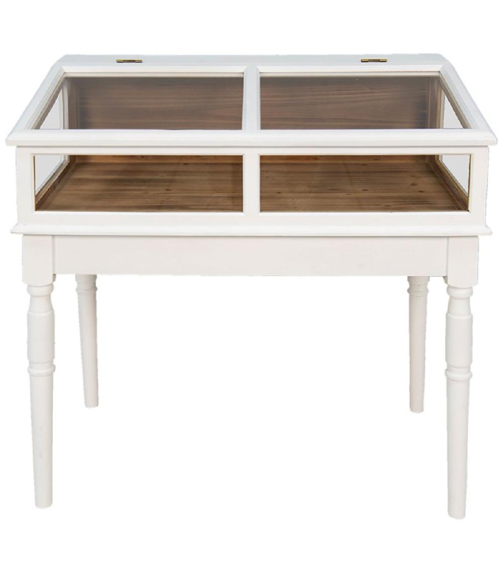 wadiga Console vitrine en bois blanc 80x46x85cm