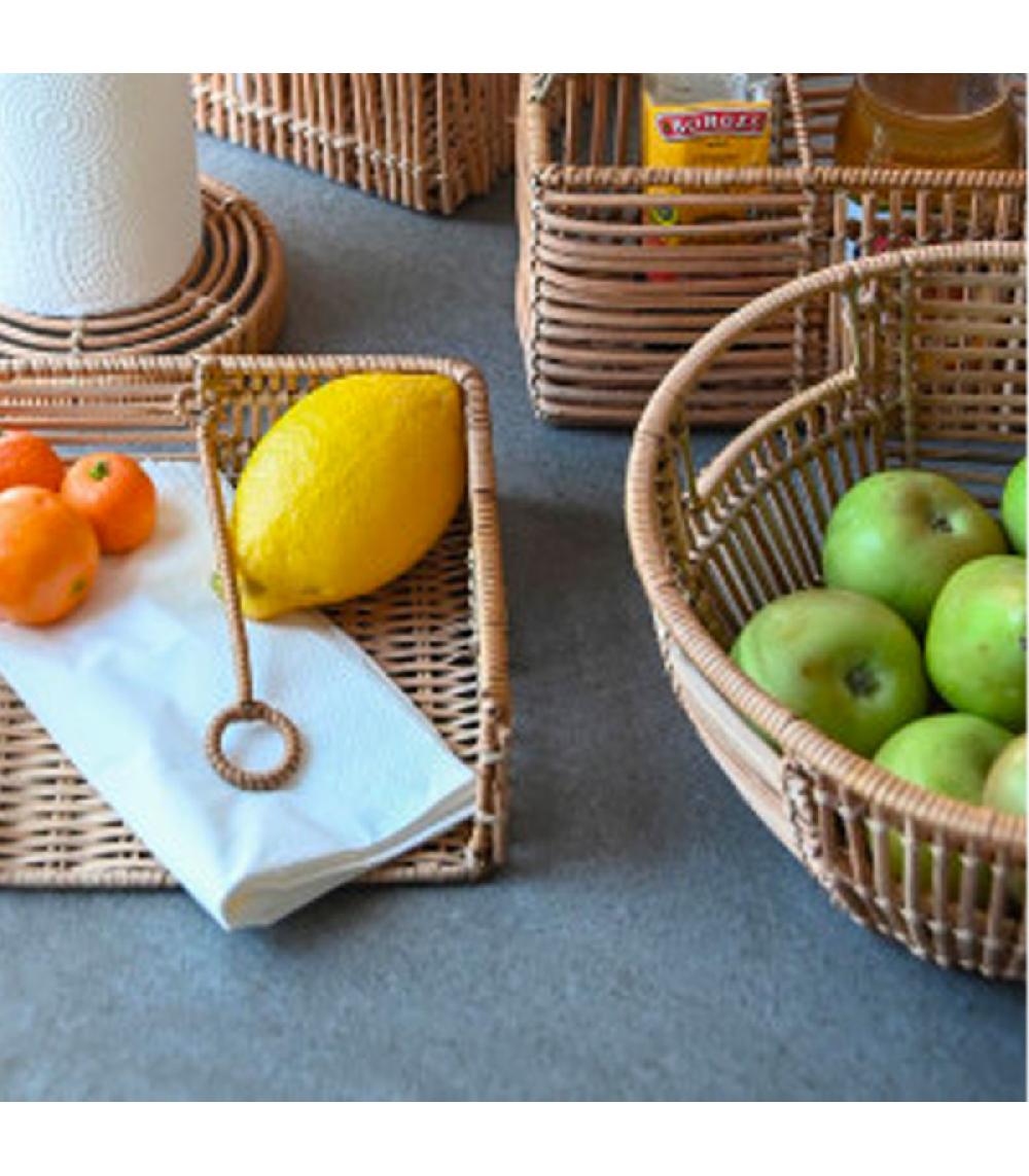 Wadiga Corbeille à Fruits En Rotin 27x27x13cm