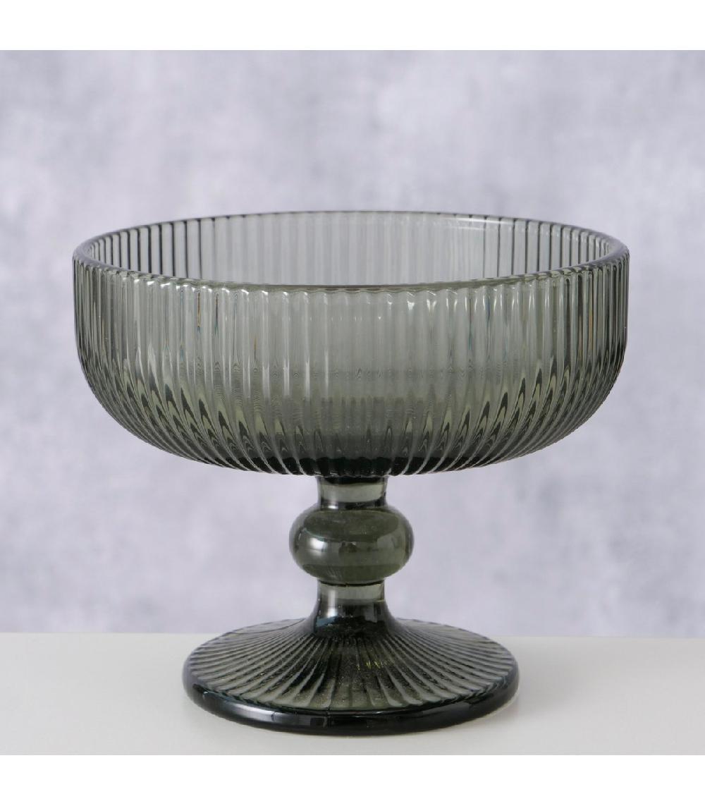 Wadiga Coupelle Sur Pied En Verre Gris Strié 300ml