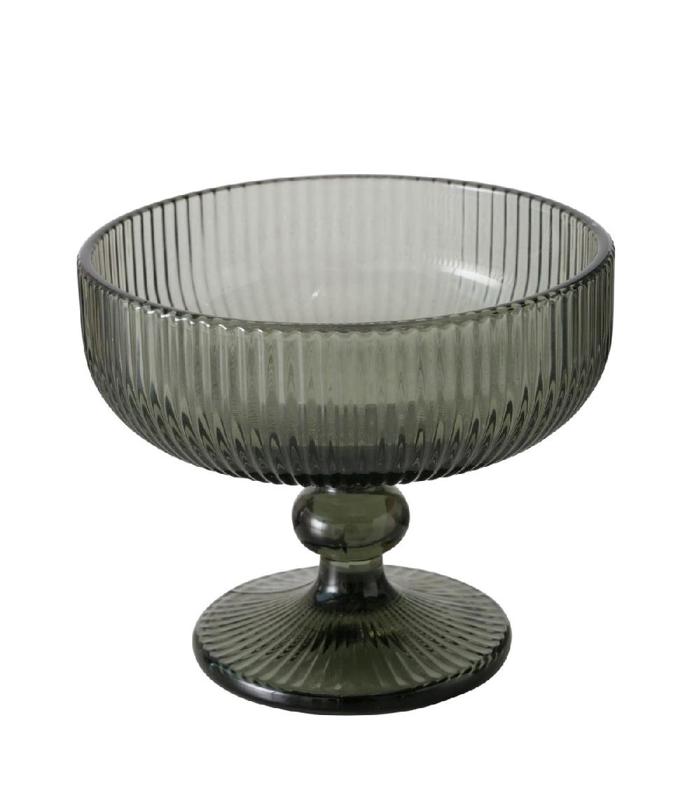 wadiga Coupelle sur pied en verre gris strié 300ml