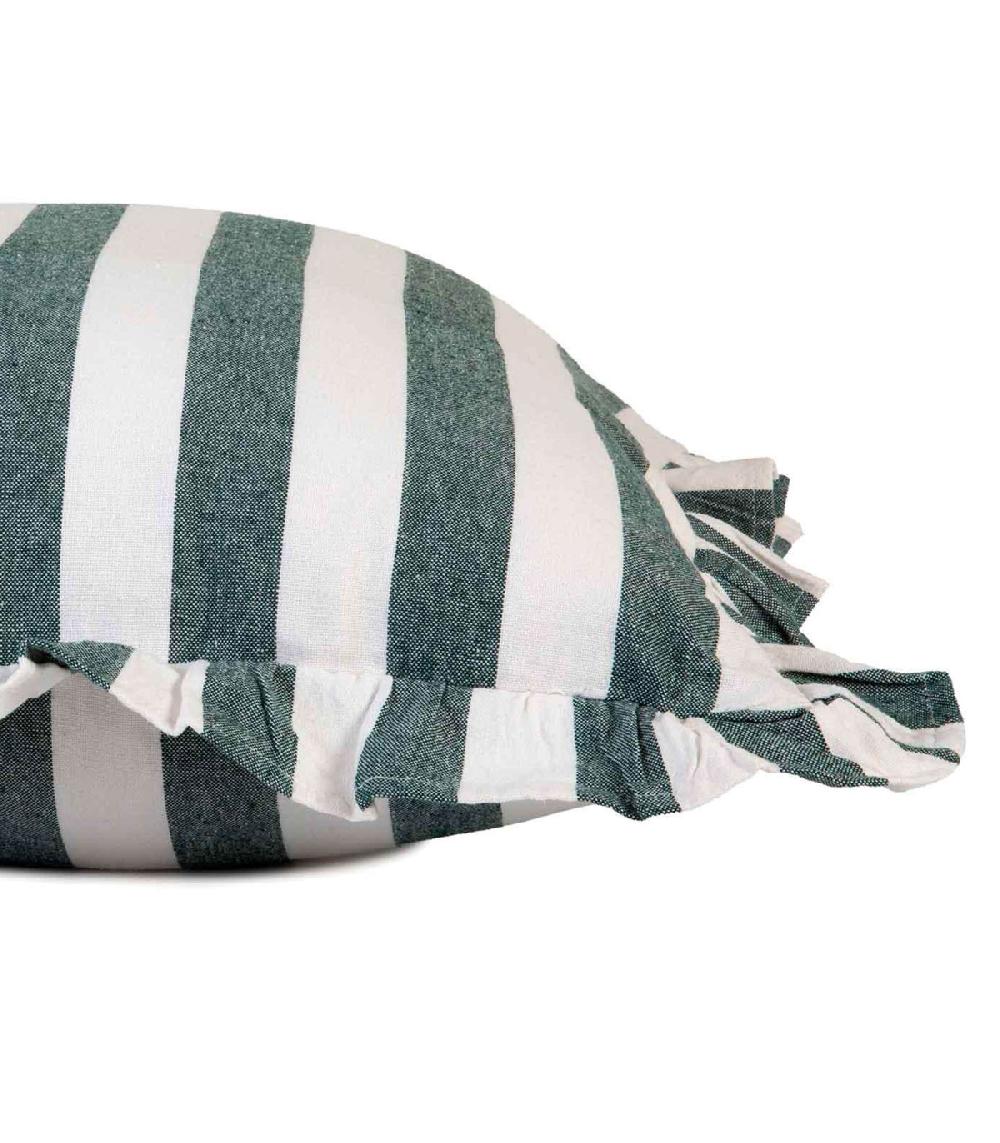 Wadiga Coussin Blanc à Rayures Vertes 60x40cm