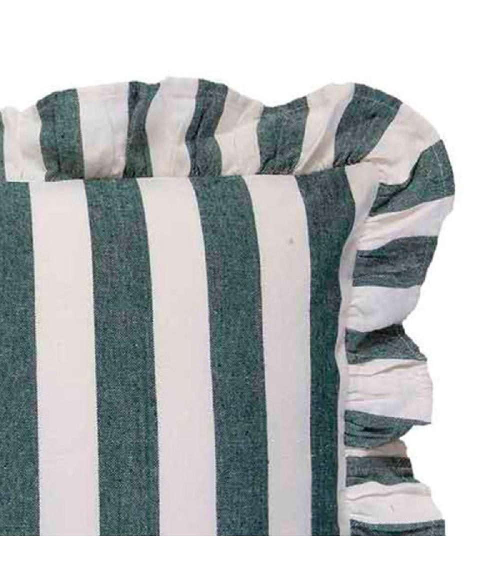 Wadiga Coussin Blanc à Rayures Vertes 60x40cm