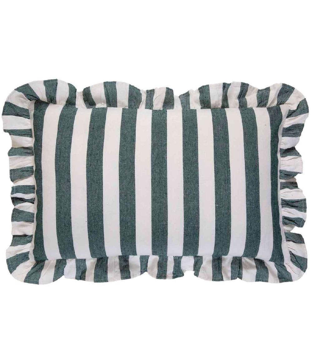 wadiga Coussin blanc à rayures vertes 60x40cm