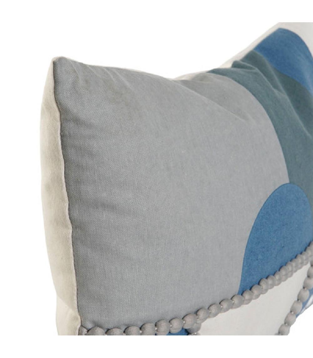 Wadiga Coussin Coton Gris Et Bleu 50x10x30cm