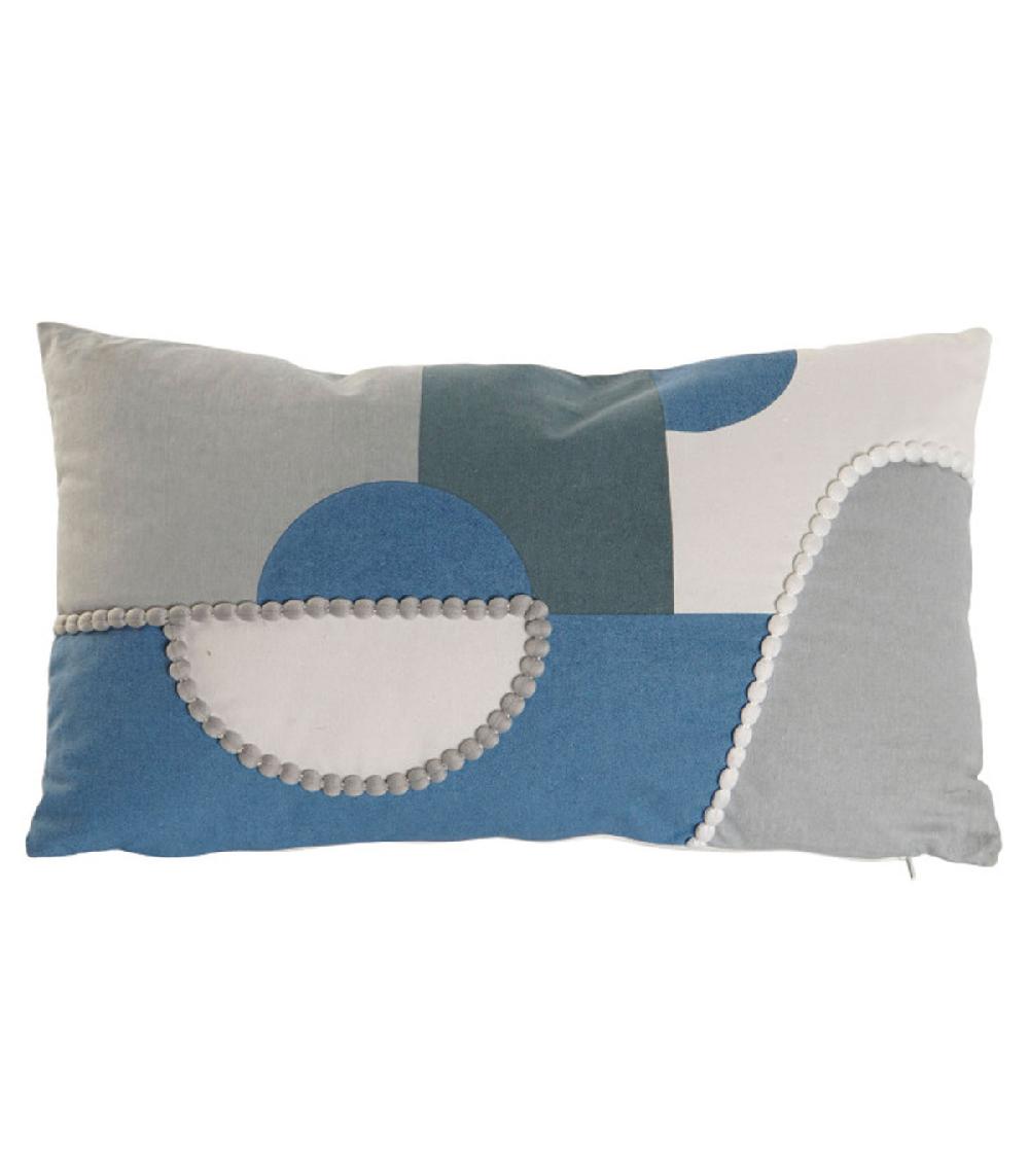 wadiga Coussin coton gris et bleu 50x10x30cm
