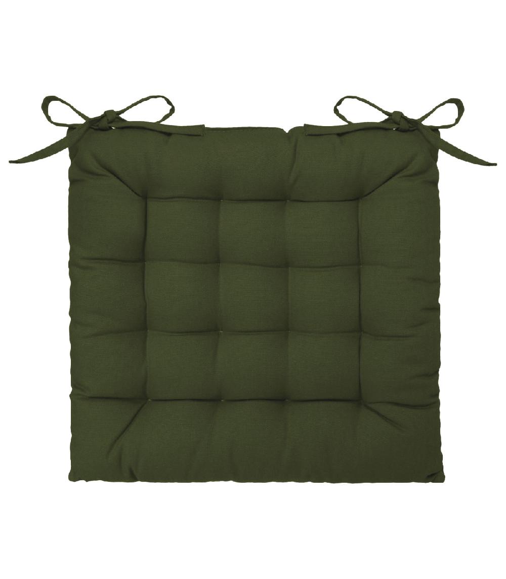 wadiga Coussin de chaise carré vert kaki 38x38x6cm