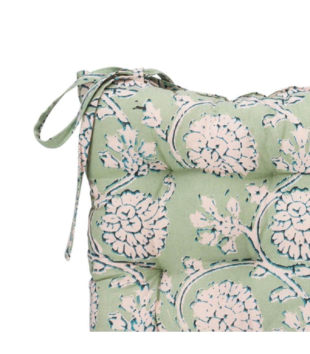 Wadiga Coussin De Chaise Vert Fleuri 40x40cm