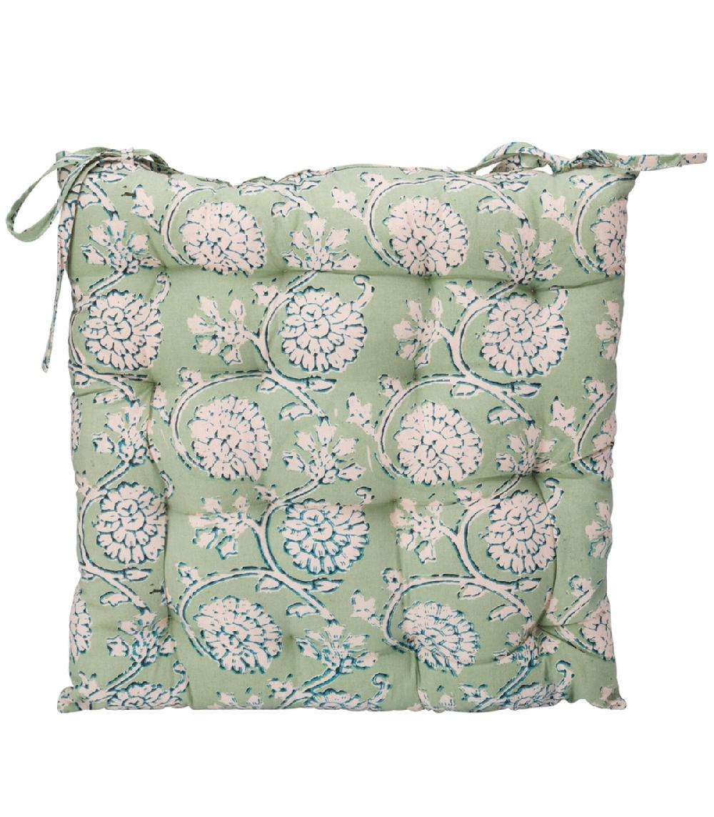 wadiga Coussin de chaise vert fleuri 40x40cm
