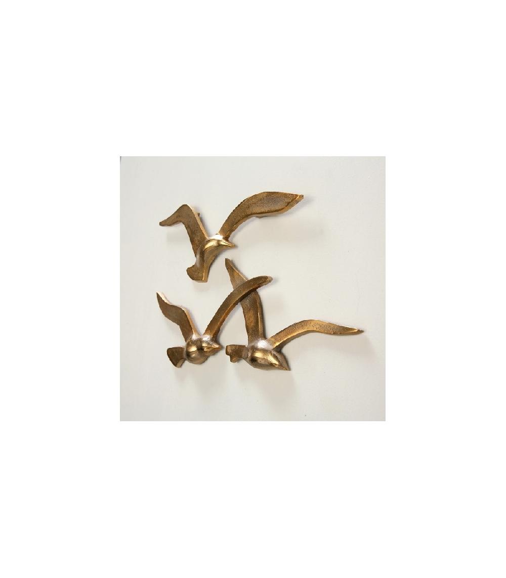 Wadiga Décoration Murale Oiseaux En Aluminium Doré