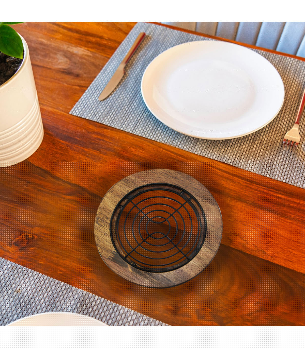 Wadiga Dessous De Plat En Bois Et Métal Noir 18cm