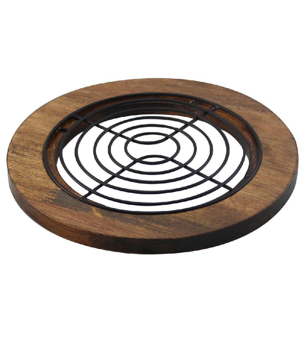 wadiga Dessous de plat en bois et métal noir 18cm