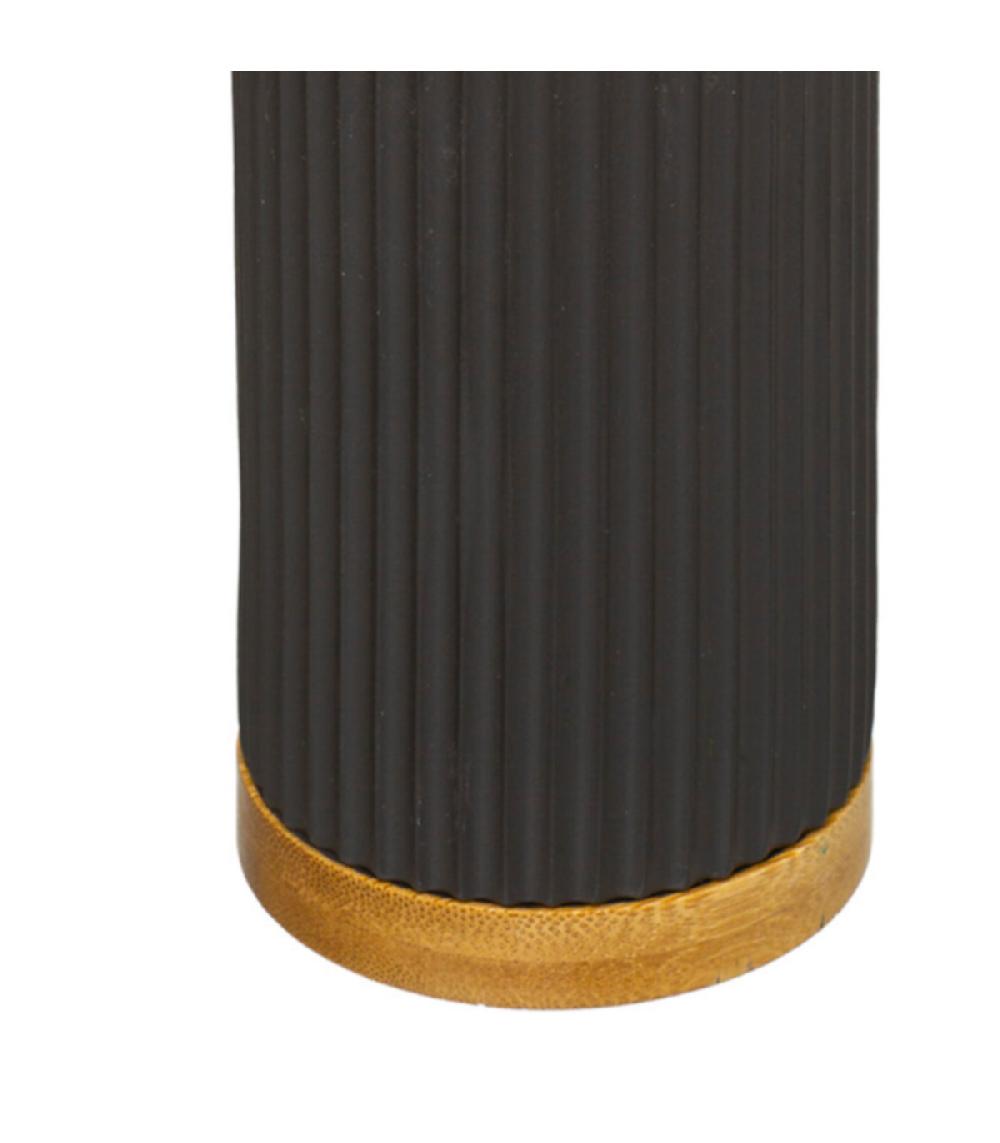 Wadiga Distributeur De Savon Noir Et Bambou - 7x18cm